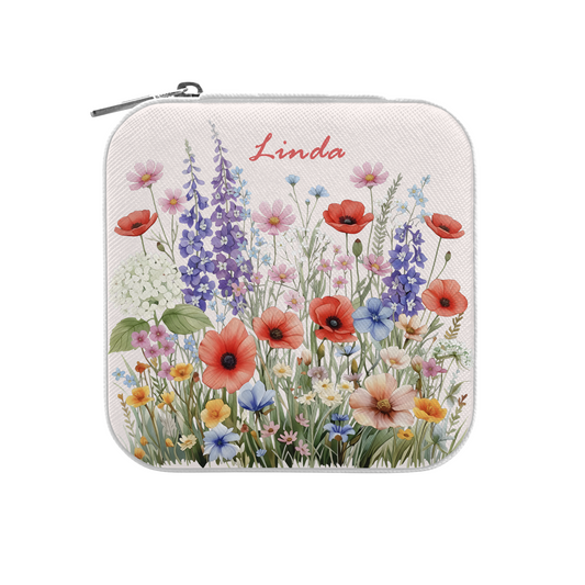 Custom Name Floral Jewelry Travel Box | Meaningful Gift for Her
