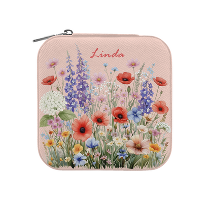 Custom Name Floral Jewelry Travel Box | Meaningful Gift for Her