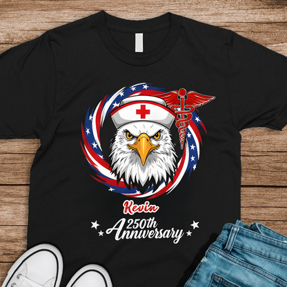 Personalized Name Proud American Nurse 250th Anniversary Shirt