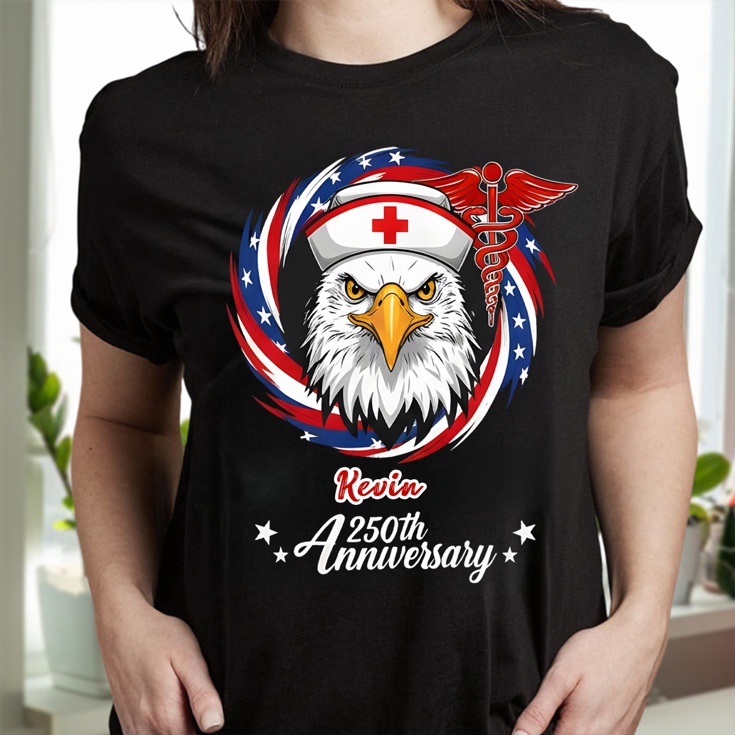 Personalized Name Proud American Nurse 250th Anniversary Shirt