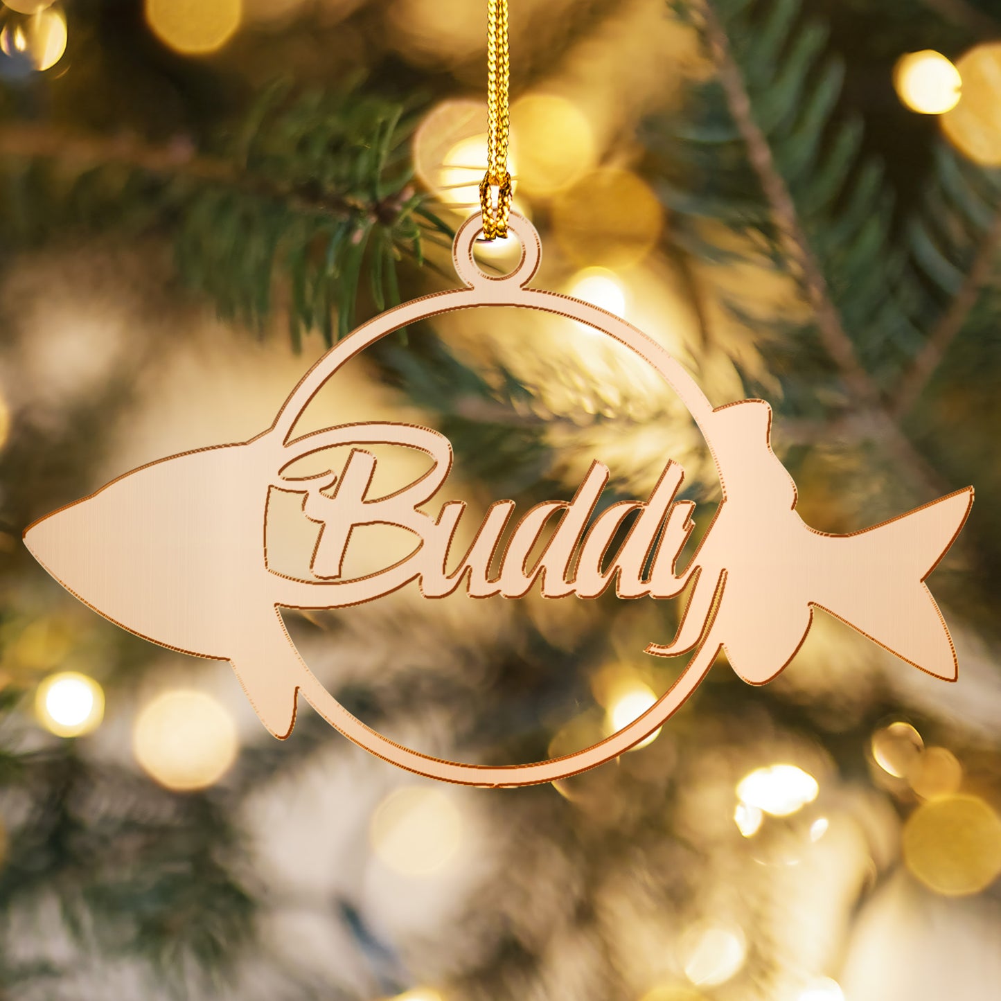 Personalized Pet's Name Mirrored Acrylic Fish Shape Ornament