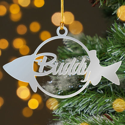 Personalized Pet's Name Mirrored Acrylic Fish Shape Ornament