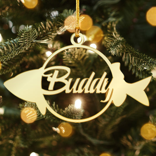 Personalized Pet's Name Mirrored Acrylic Fish Shape Ornament
