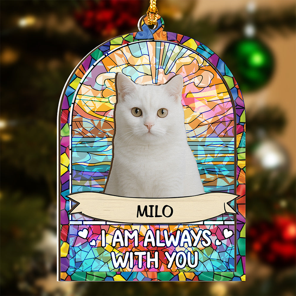 My Cat Always With Me - Custom Wood and Hologram Ornament for Cat Lovers