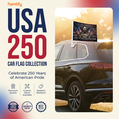 250 Years of Freedom Car Flag – Personalized USA Eagle Flag 1776–2026