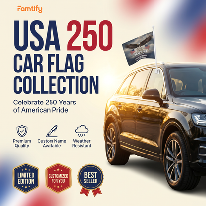 America 250 Semiquincentennial Car Flag – Personalized We The People Patriotic Flag 1776–2026
