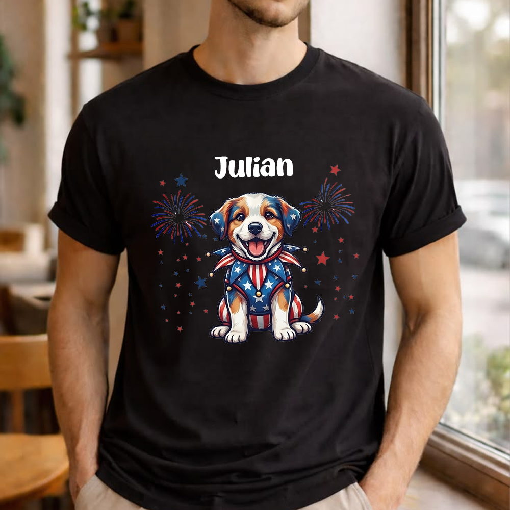 Red White Woof Personalized Shirt Gift For Dog Lover