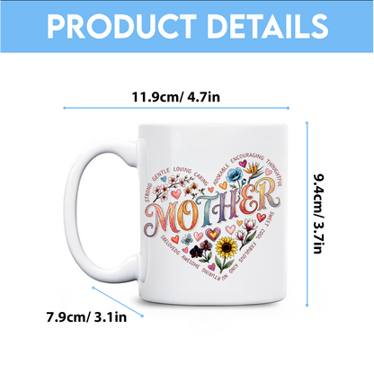 Retro Style Heart Message Mom Mug – Personalized Mother’s Day Gift for Mom – Cute Family Keepsake Coffee Mug