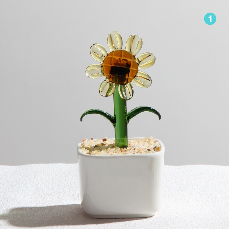 Personalized Daisy Glass Pot - Ocean Floral Planter Gift