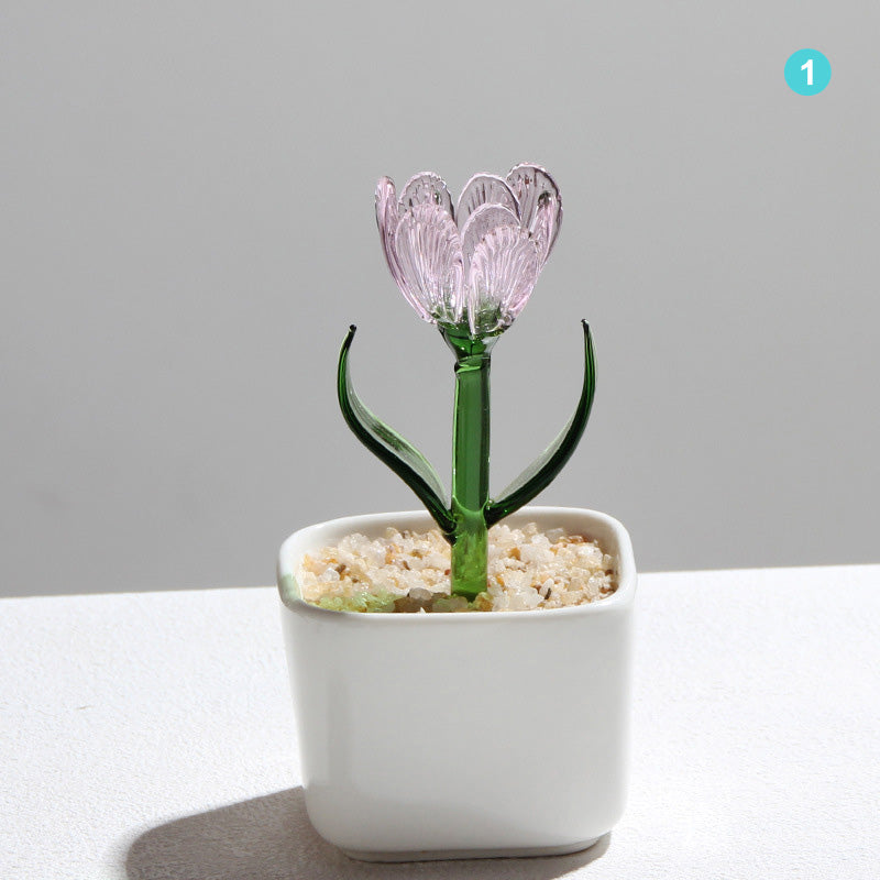 Aquatic Flower Glass Pot - Personalized Ocean Floral Planter Gift