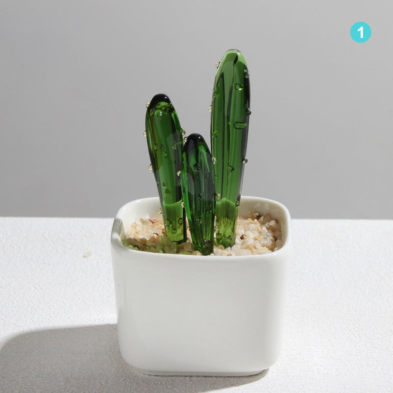 Personalized Cactus Flower Glass Pot – Custom Desert Floral Planter Gift