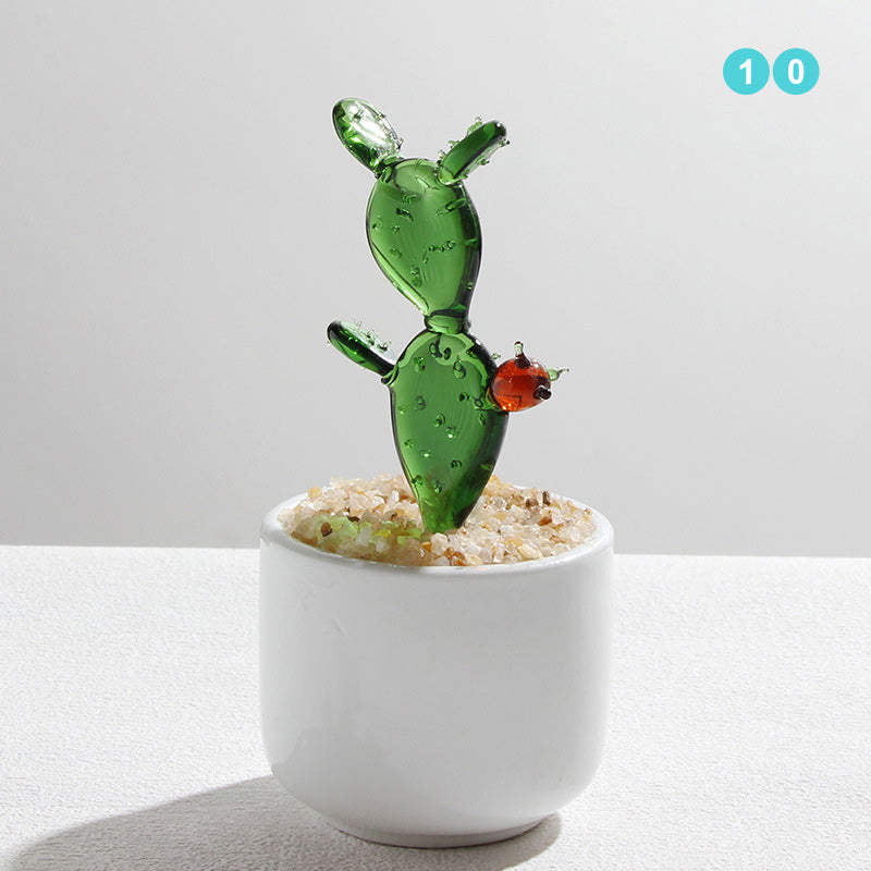 Personalized Cactus Flower Glass Pot – Custom Desert Floral Planter Gift