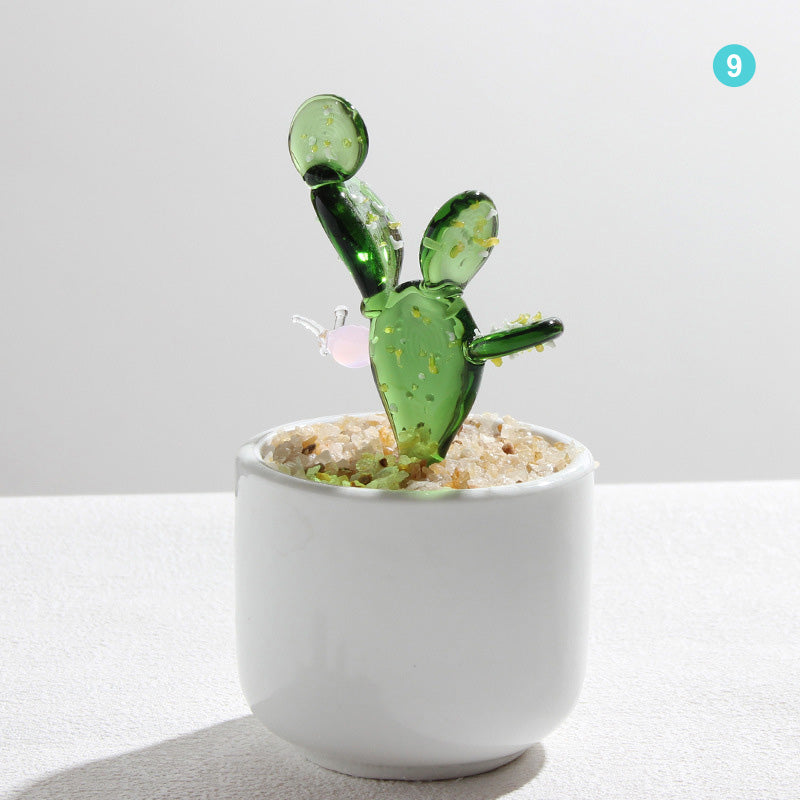 Personalized Cactus Flower Glass Pot – Custom Desert Floral Planter Gift
