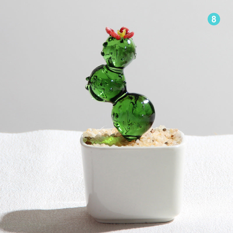 Personalized Cactus Flower Glass Pot – Custom Desert Floral Planter Gift
