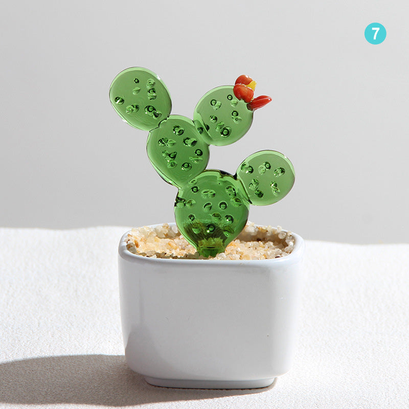 Personalized Cactus Flower Glass Pot – Custom Desert Floral Planter Gift