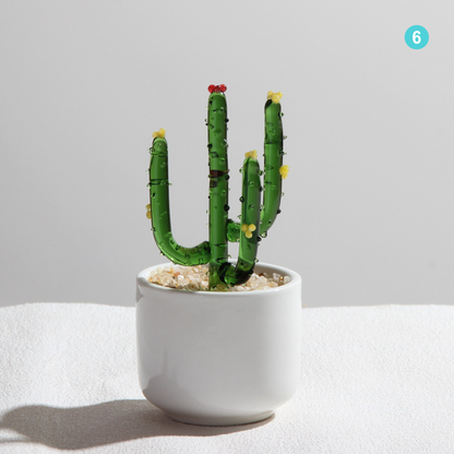 Personalized Cactus Flower Glass Pot – Custom Desert Floral Planter Gift