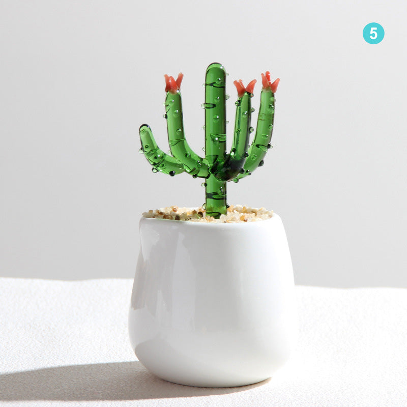 Personalized Cactus Flower Glass Pot – Custom Desert Floral Planter Gift