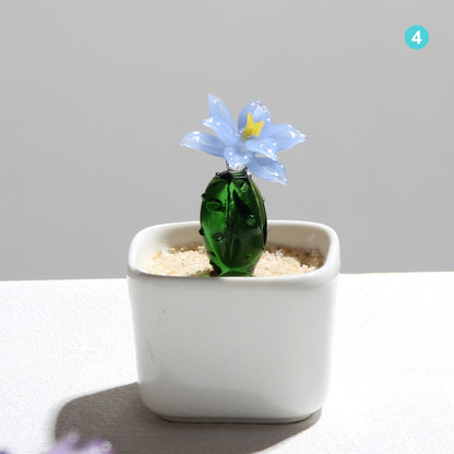 Personalized Cactus Flower Glass Pot – Custom Desert Floral Planter Gift