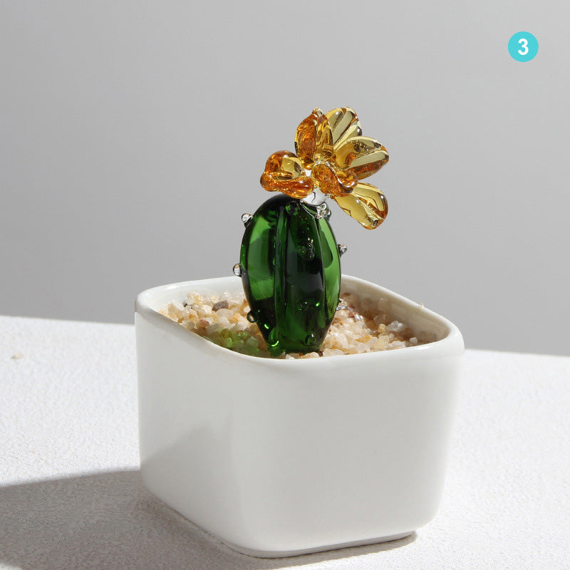 Personalized Cactus Flower Glass Pot – Custom Desert Floral Planter Gift