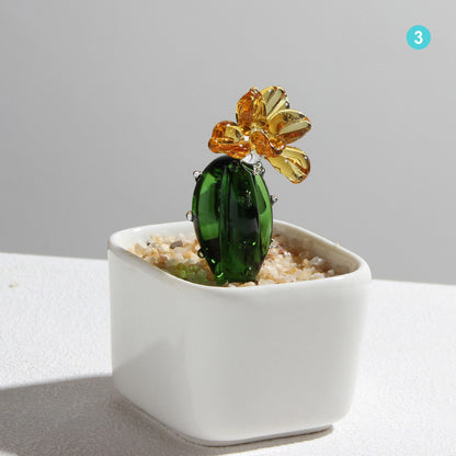 Personalized Cactus Flower Glass Pot – Custom Desert Floral Planter Gift