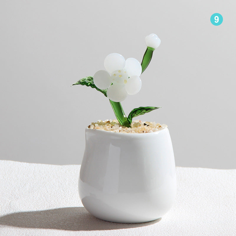 Personalized Daisy Glass Pot - Ocean Floral Planter Gift