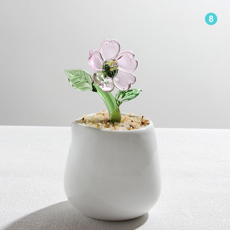 Personalized Daisy Glass Pot - Ocean Floral Planter Gift