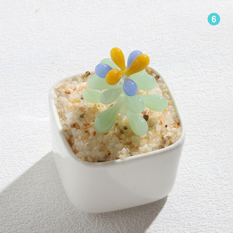 Personalized Succulent Glass Pot – Ocean Floral Planter Gift