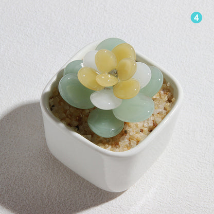 Personalized Succulent Glass Pot – Ocean Floral Planter Gift