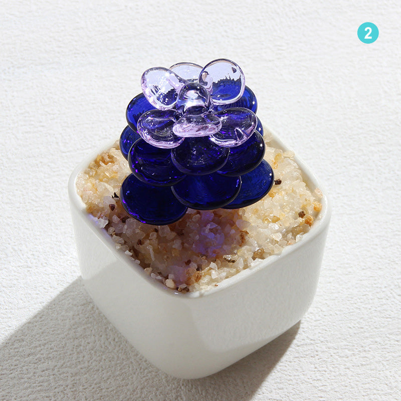 Personalized Succulent Glass Pot – Ocean Floral Planter Gift