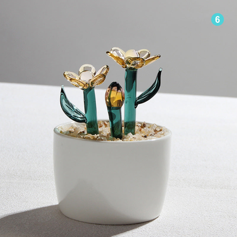 Personalized Daisy Glass Pot - Ocean Floral Planter Gift