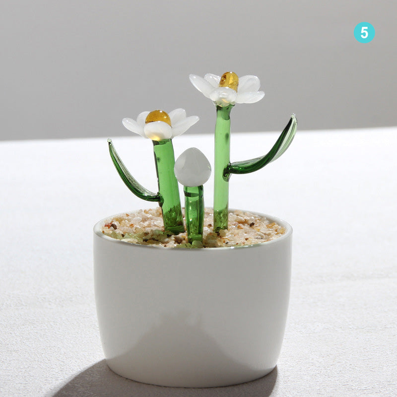 Personalized Daisy Glass Pot - Ocean Floral Planter Gift
