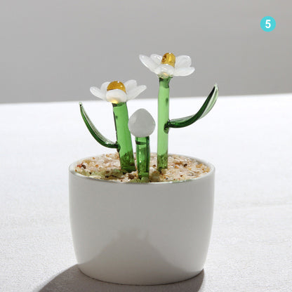 Personalized Daisy Glass Pot - Ocean Floral Planter Gift