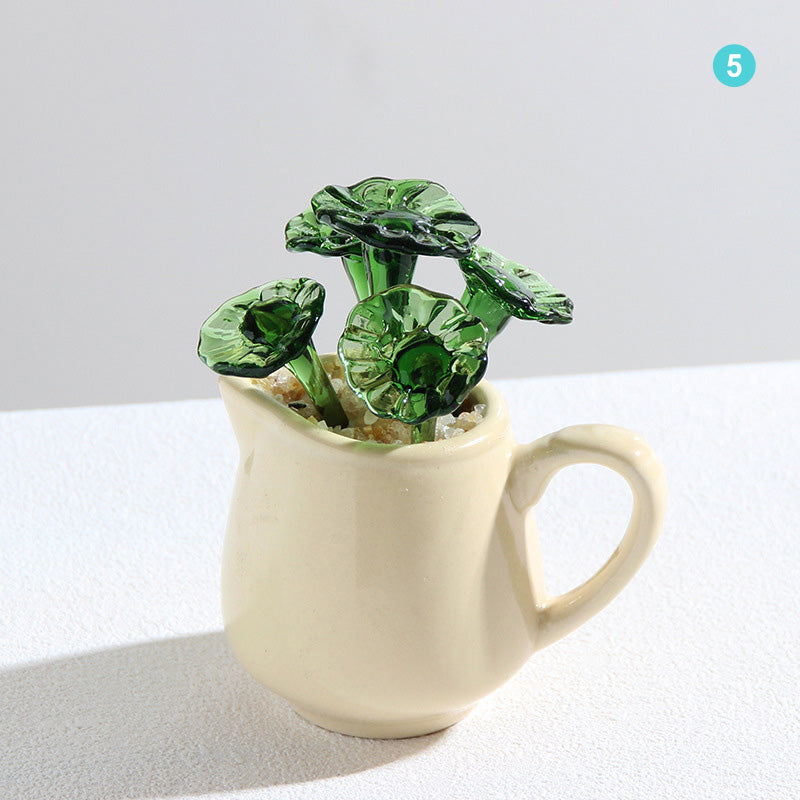 Aquatic Flower Glass Pot - Personalized Ocean Floral Planter Gift