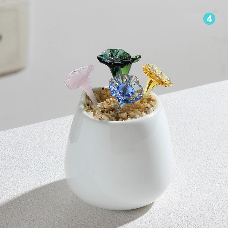 Aquatic Flower Glass Pot - Personalized Ocean Floral Planter Gift