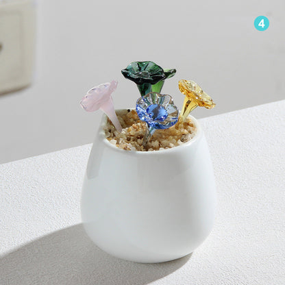 Aquatic Flower Glass Pot - Personalized Ocean Floral Planter Gift