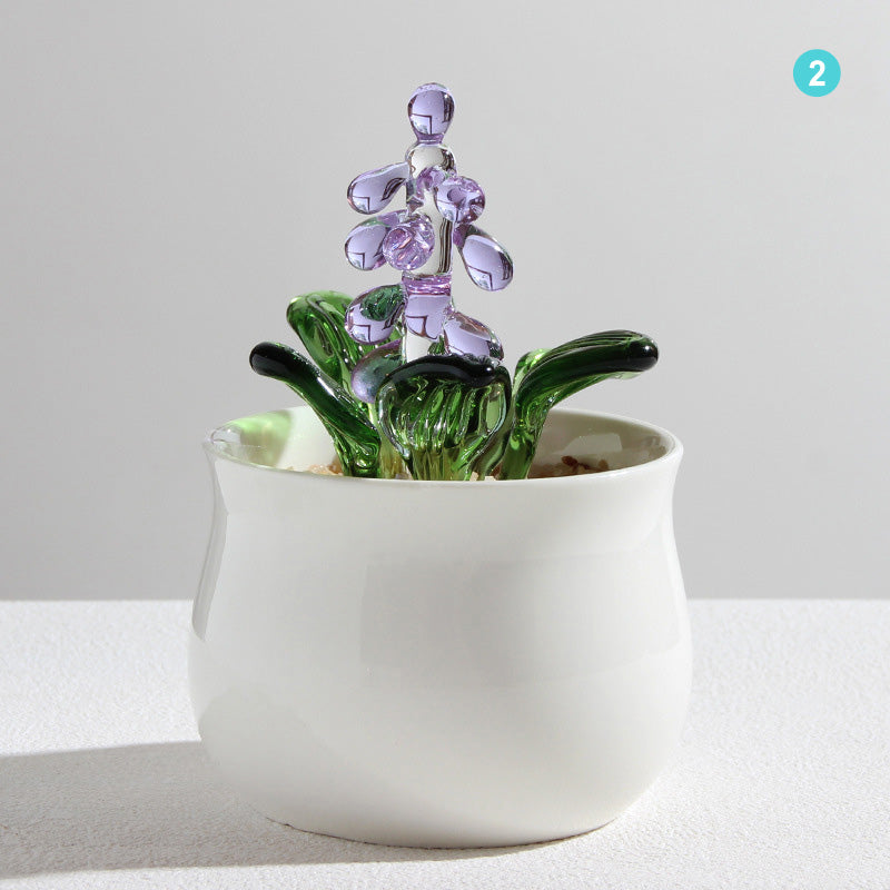 Personalized Grape Hyacinth Glass Pot – Ocean Floral Planter Gift