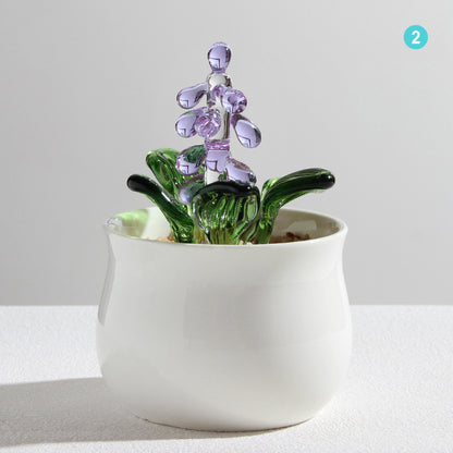 Personalized Grape Hyacinth Glass Pot – Ocean Floral Planter Gift
