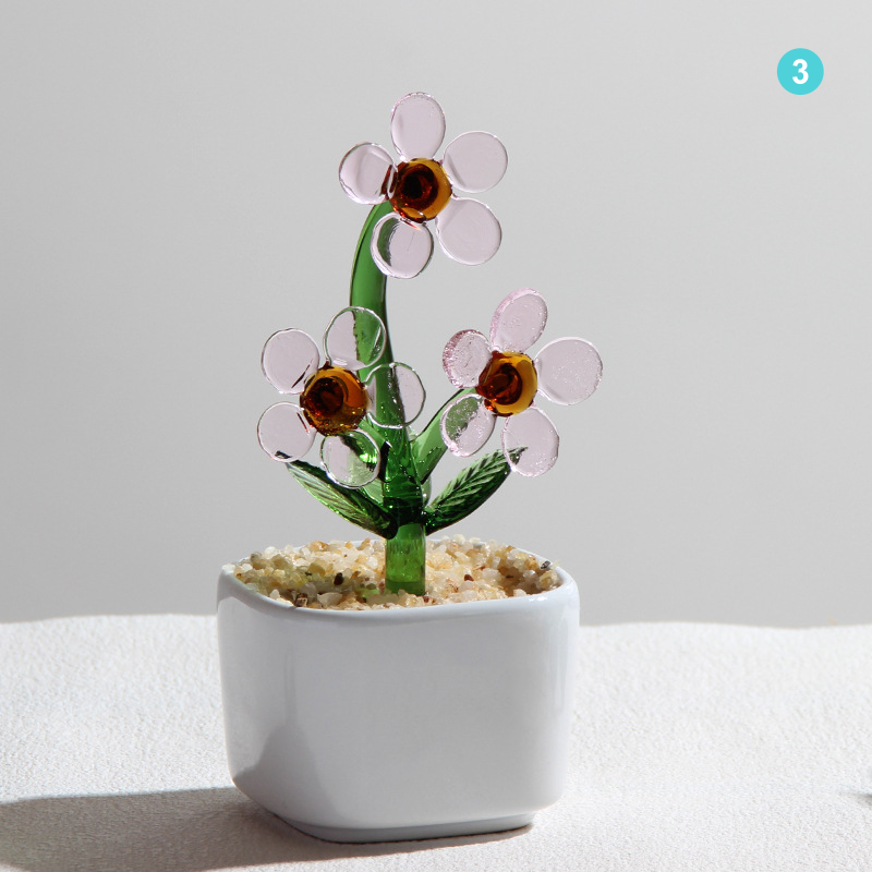 Personalized Daisy Glass Pot - Ocean Floral Planter Gift