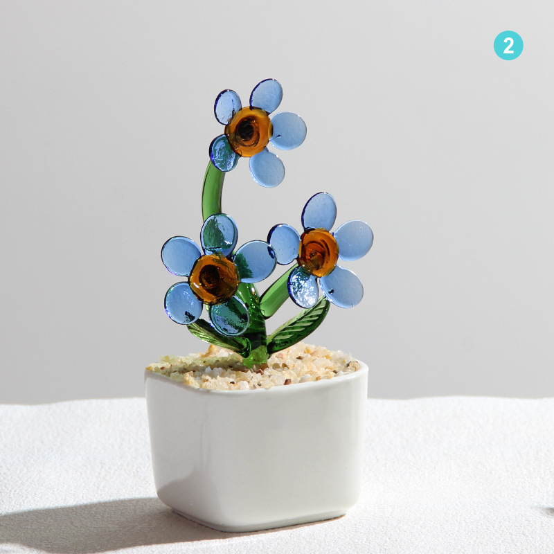 Personalized Daisy Glass Pot - Ocean Floral Planter Gift