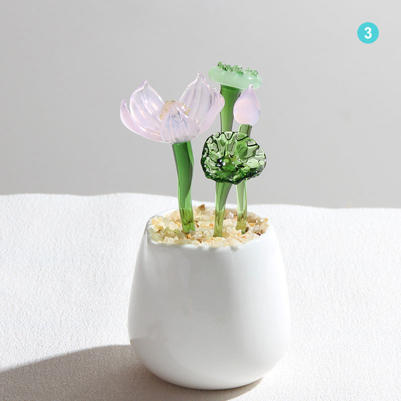 Aquatic Flower Glass Pot - Personalized Ocean Floral Planter Gift