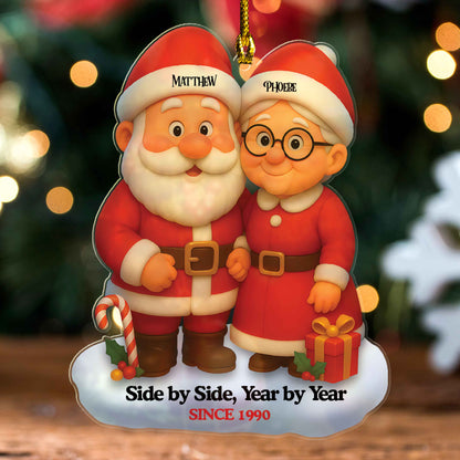 Santa Couple Acrylic Ornament – Personalized Christmas Keepsake