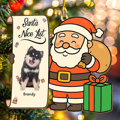 Santa’s Naughty List with Funny Christmas Dogs & Cats – Custom Shaped Wooden Ornament
