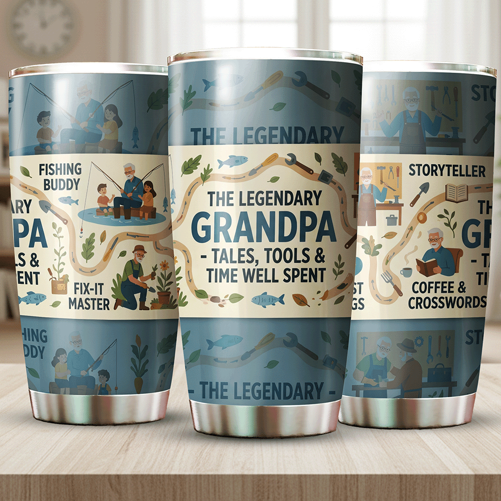 The Legendary Grandpa 20oz Tumbler – Stainless Steel Travel Mug Gift for Grandpa