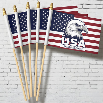 Personalized USA Eagle Handheld Flag – Patriotic American Flag with Custom Name