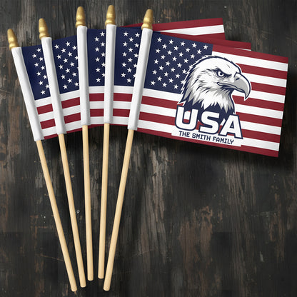 Personalized USA Eagle Handheld Flag – Patriotic American Flag with Custom Name
