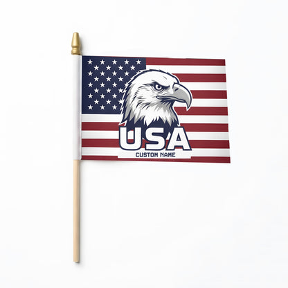 Personalized USA Eagle Handheld Flag – Patriotic American Flag with Custom Name