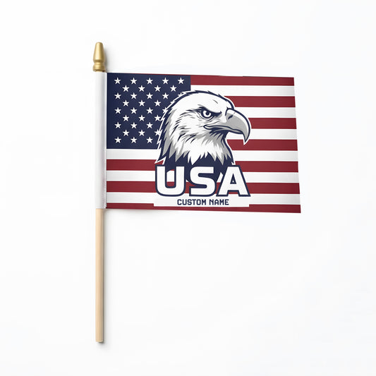 Personalized USA Eagle Handheld Flag – Patriotic American Flag with Custom Name