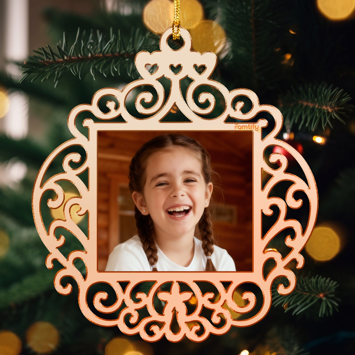 Unique Photo Inserted Mirrored Acrylic Christmas Ornament