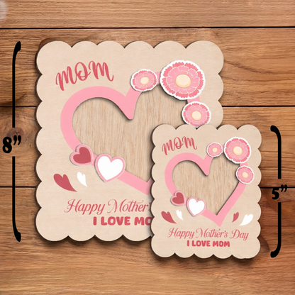 Custom Wooden Photo Frame Magnet for Mom – Heartfelt Design Mother’s Day Gift – Personalized Wallet Size Photo Holder