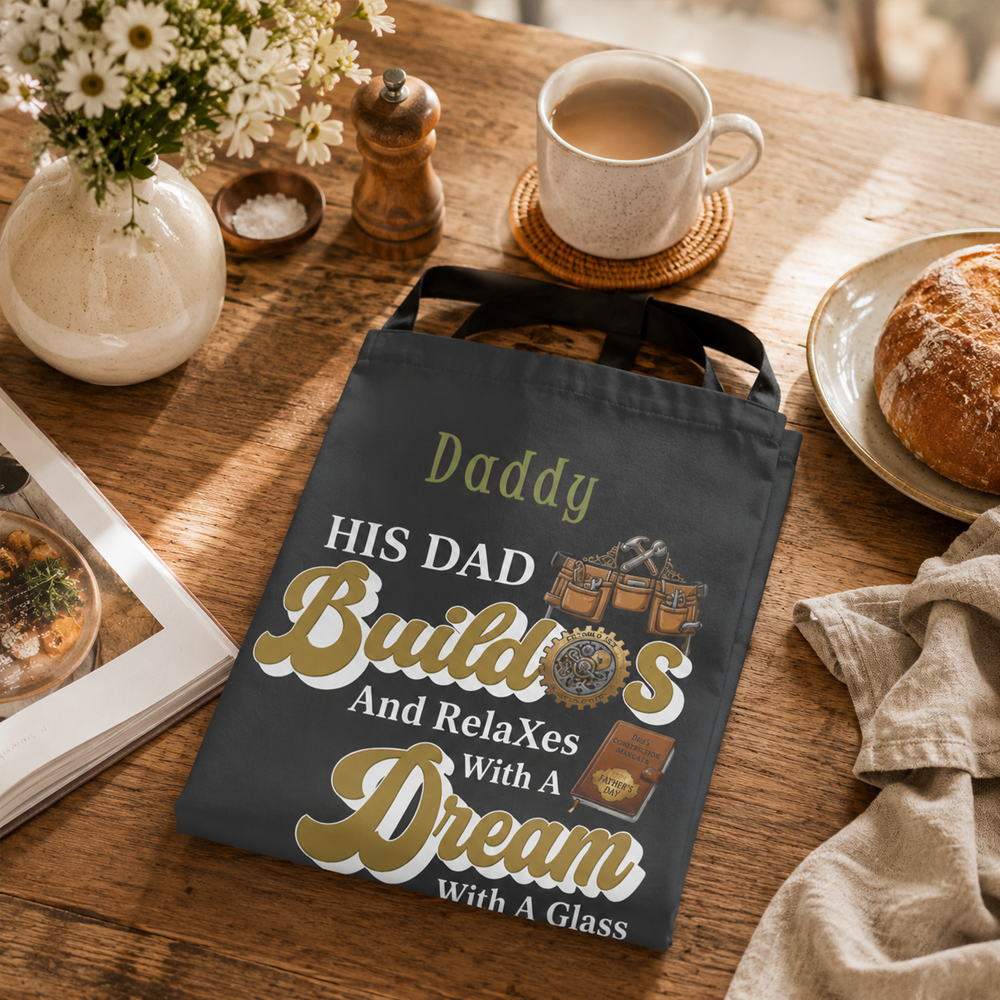 This Dad Builds Dreams & Relaxes With a Glass Apron – Funny BBQ Apron Gift for Dad